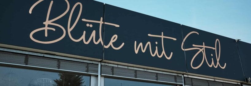 Ein Gebäude mit einem Schild mit der Aufschrift „Blite mit Sil“.